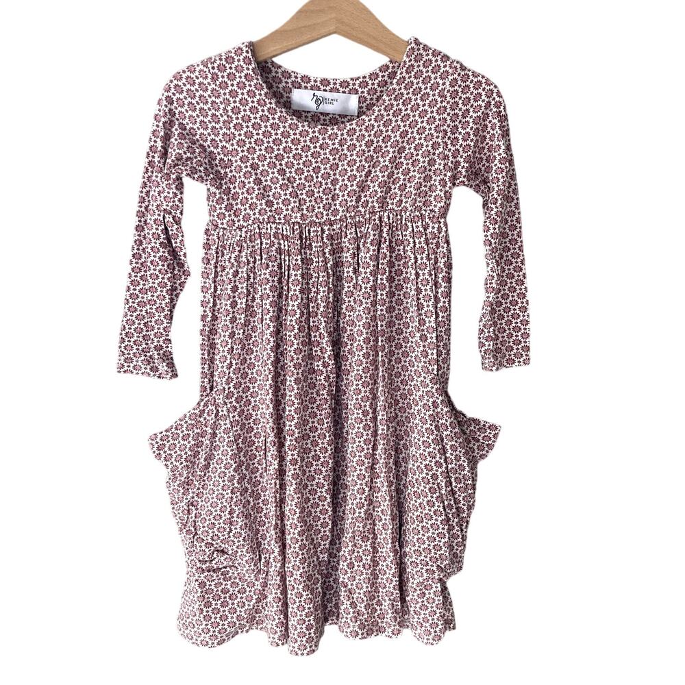 Remie Girl Floral Long Sleeve Day Dress - Red Cream - 4